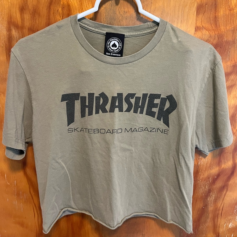 Thrasher Olive Green Cropped Tee